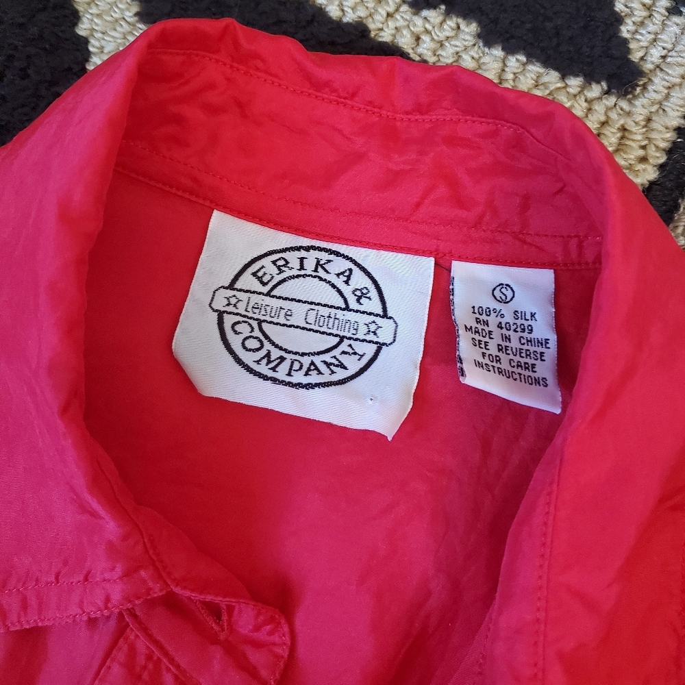 Red Silk Blouse - Picture 12 of 16